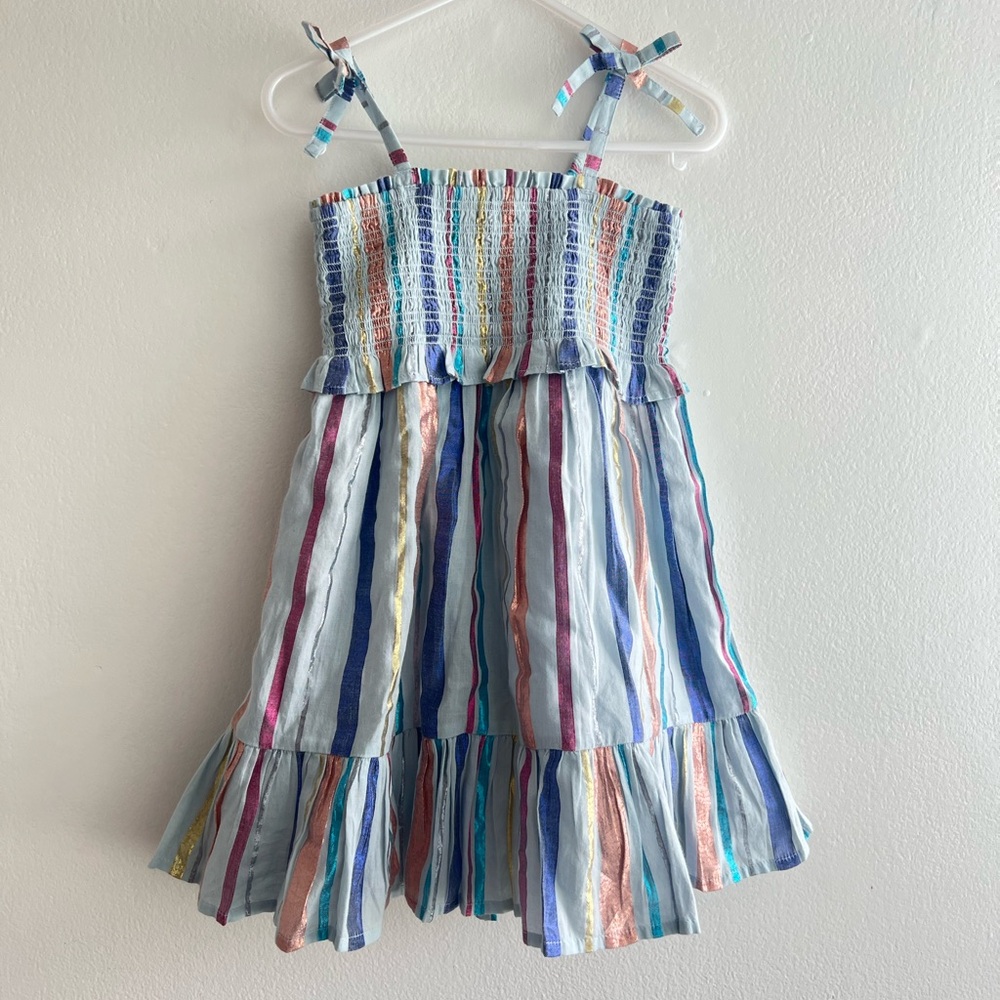 Crewcuts Metallic Stripe Smocked Top Dress 3t